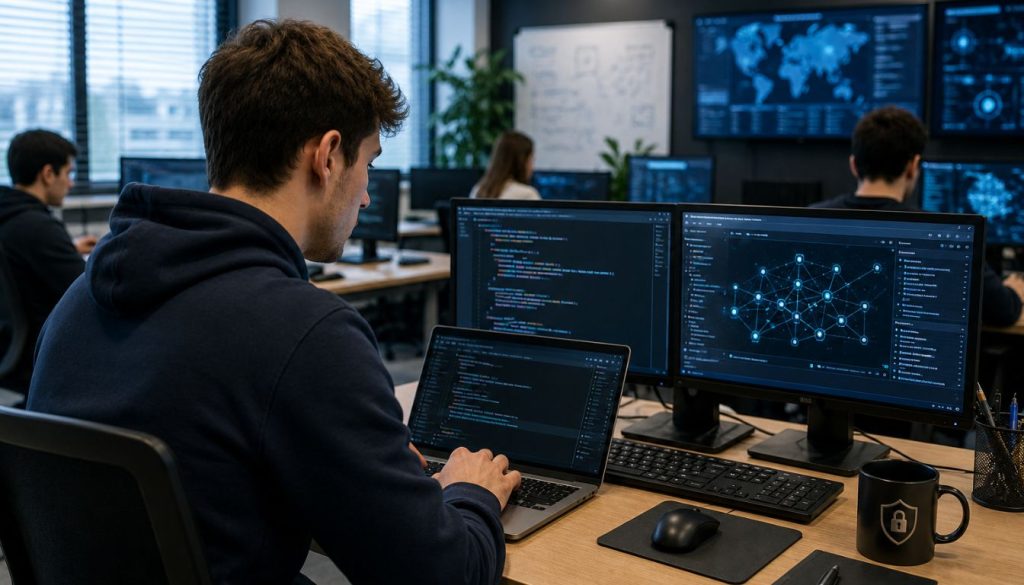 Espace de travail en cybersécurité moderne