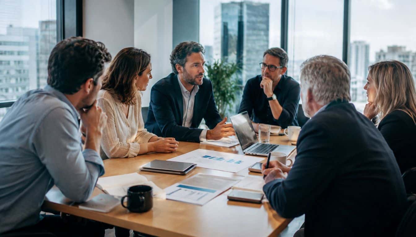 Réunion dans une salle de conférence moderne