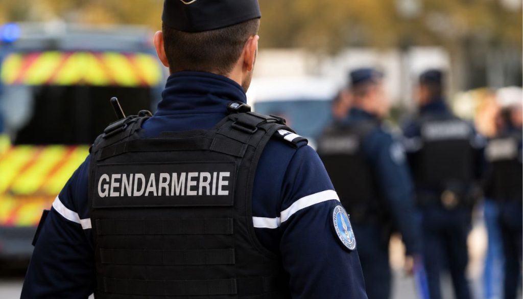 Gendarme en observation sur le terrain