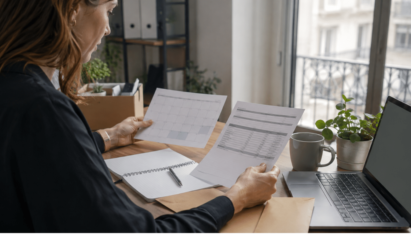 Organisation au bureau dans la lumière naturelle